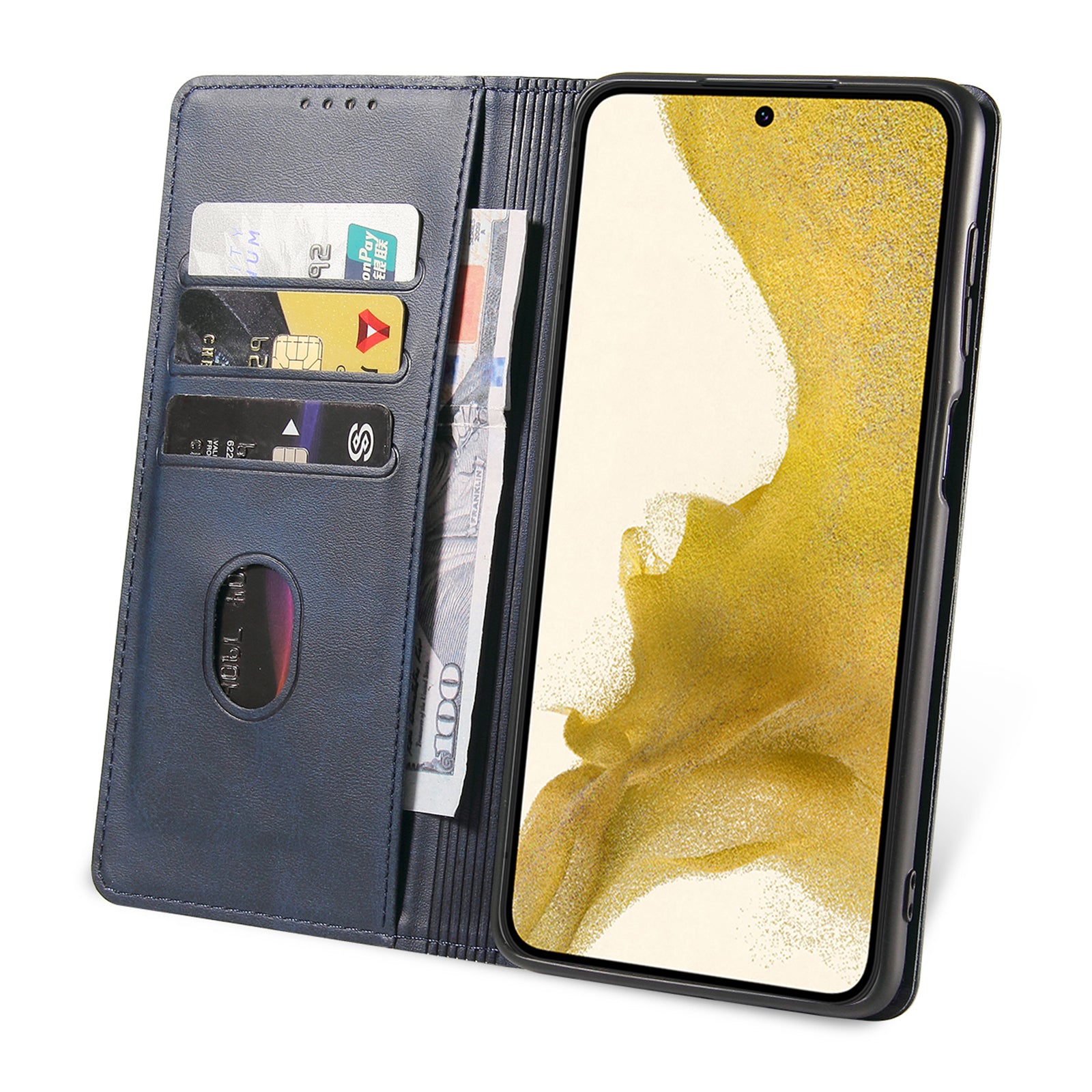 Phone Case For Samsung Galaxy S23 Leather Calf Texture Magnetic Closure Anti-shock Phone Cover with Stand Wallet Phone Case For Samsung Galaxy S23 Leather Calf Texture Magnetic Closure Anti-shock Phone Cover with Stand Wallet